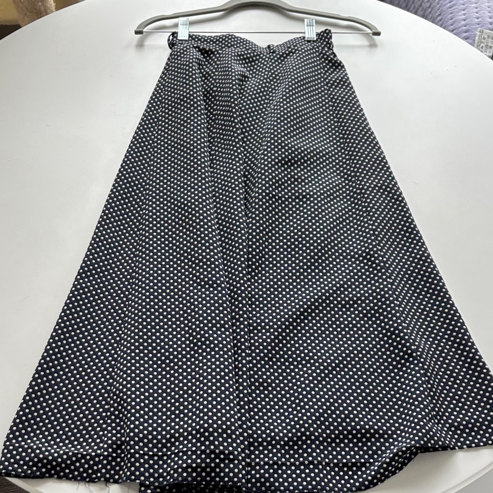 Vintage Japan Polka Dot Navy and White Women's Half Circle Skirt